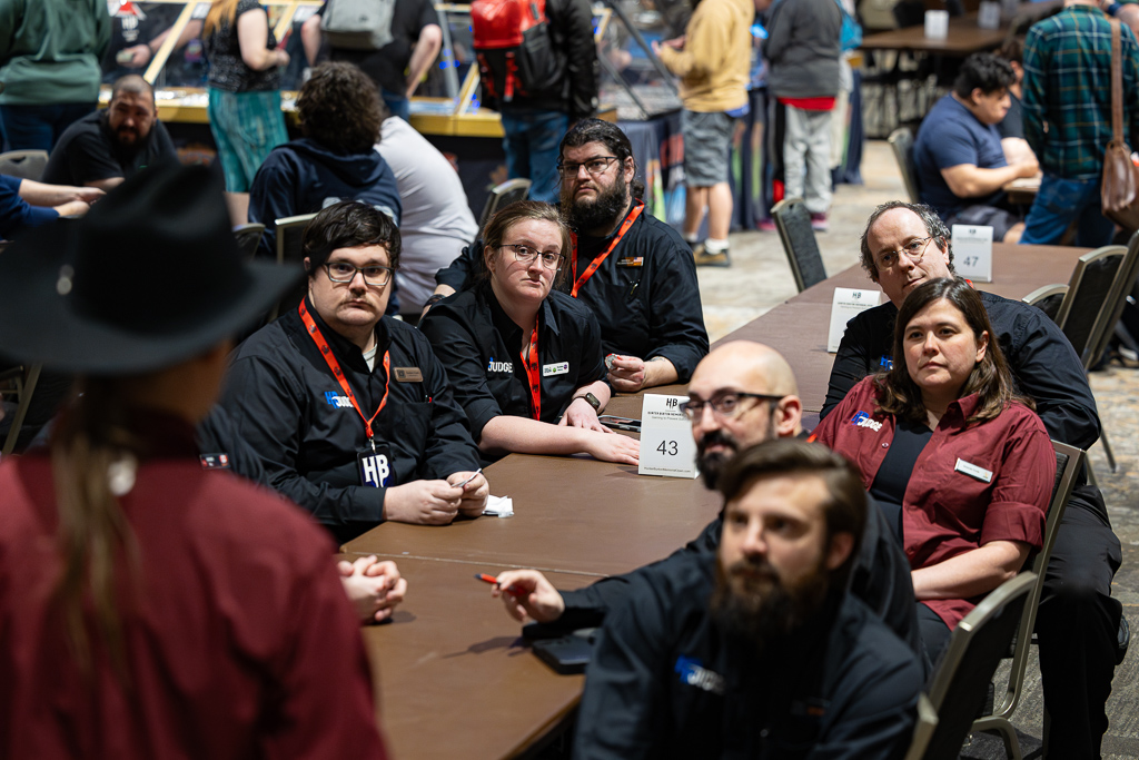 Judges gather at the end-of-day meeting at the Hunter Burton Memorial Open in 2024. Photo © John Brian McCarthy